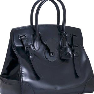 RALPH LAUREN Patent So Black Soft RICKY BAG